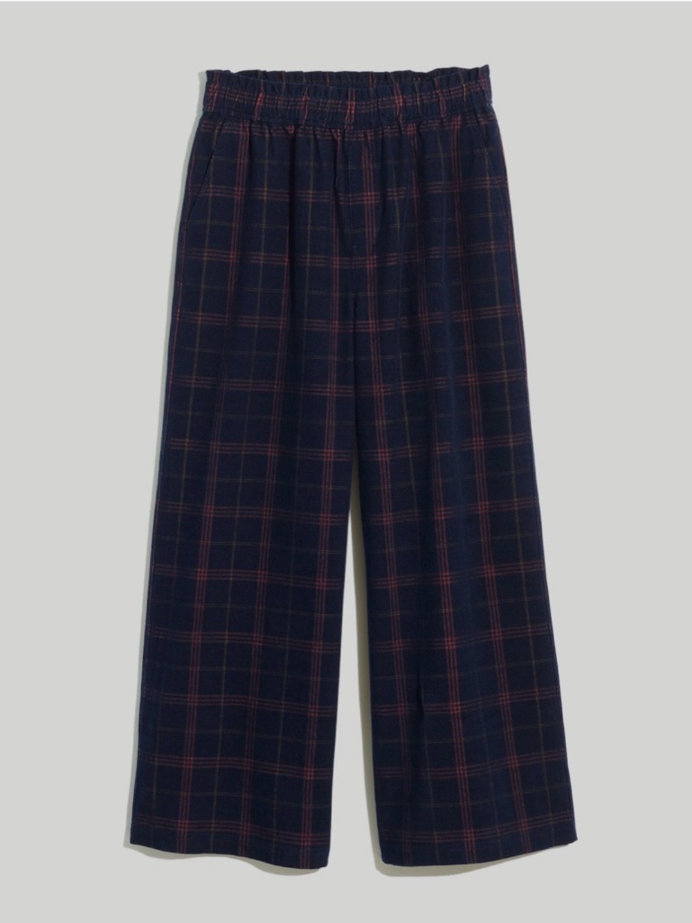 Madewell Corduroy Pull-On Wide-Leg Crop Pants in Windowpane Blue Multi Med #2178 - Picture 4 of 8